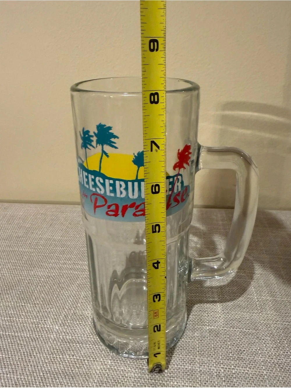 Vintage Cheeseburger in Paradise Glass Beer Mug Stein Heavy Base
